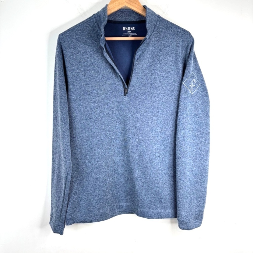 Rhone Commuter 1/4 Zip Sweater Fleece M Blue Long Sleeve Golf Outdoor Hike LOGO